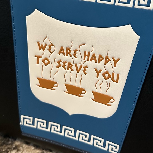 NEW KATE SPADE LARGE BLACK NOVELTY COLLECTIBLE HAPPY TO SERVE YOU LEATHER TOTE - Picture 7 of 11